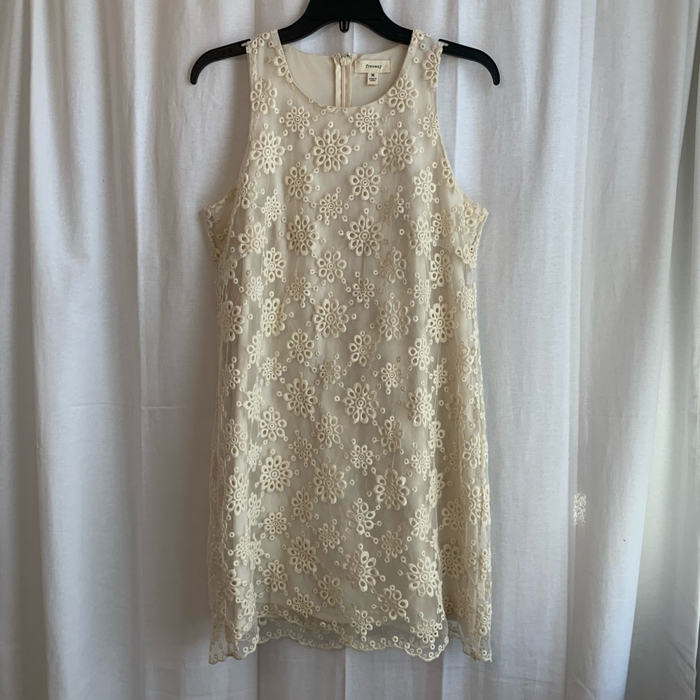 White/cream Embroidered Floral Dress